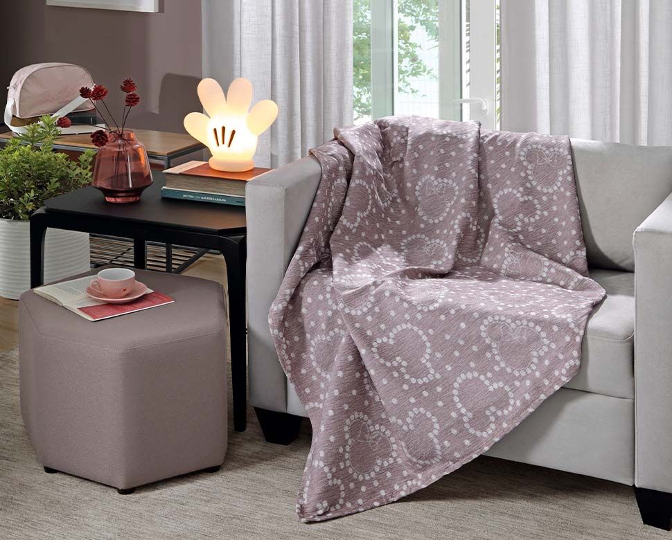 MANTA JACQUARD DECOR | 2169 MICKEY E MINNIE POÁ ROSA